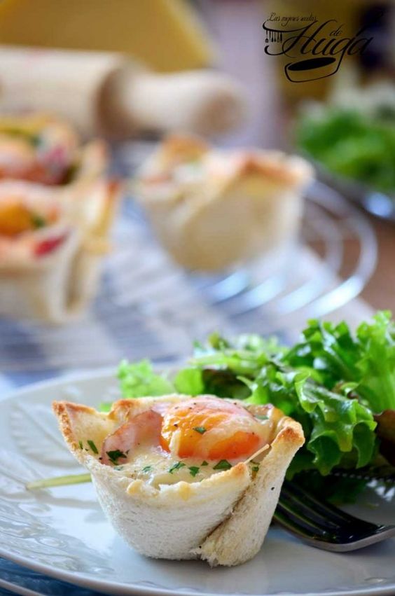 Muffins Croque-madame plato