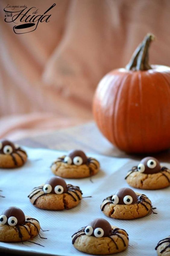 Galletas arañas halloween calabaza