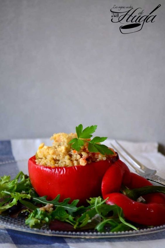 Pimientos rellenos de quinoa abierto