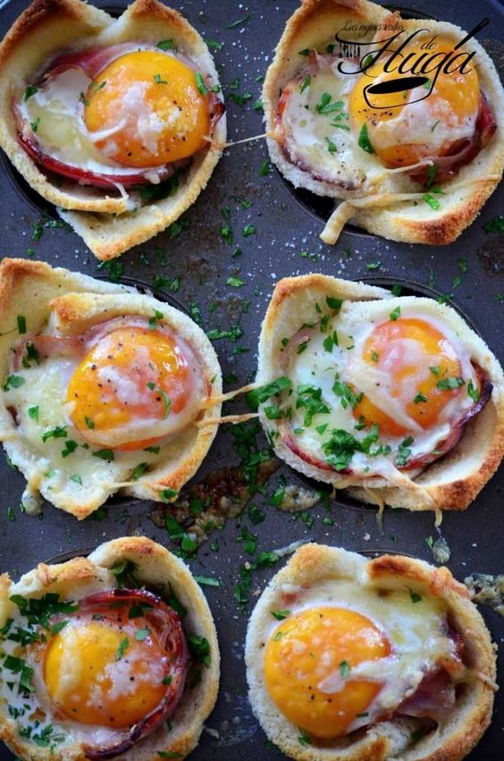 Muffins Croque-madame bandeja