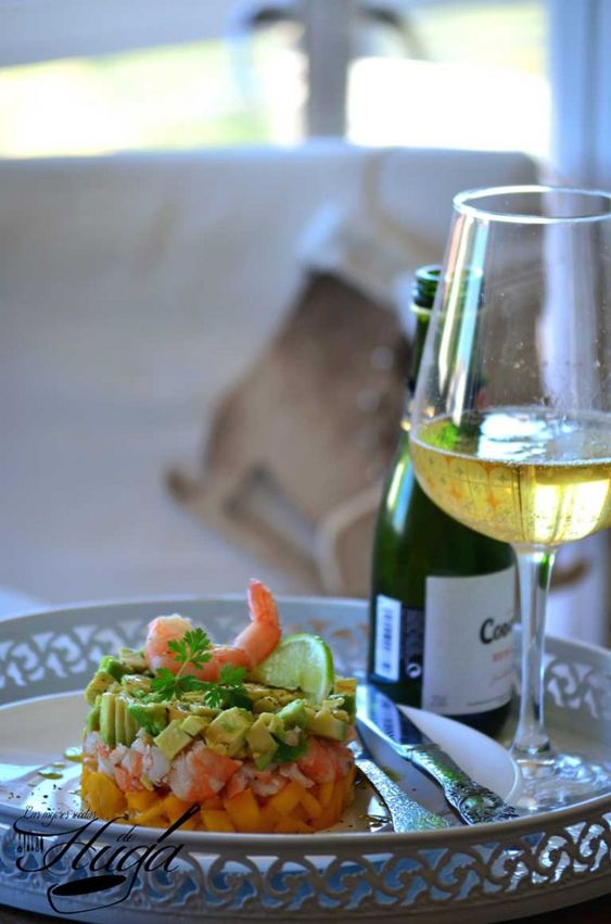 Tartar de langostinos vino